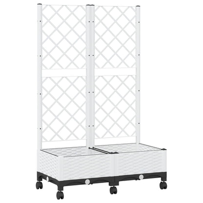 Tuinplantbak met schutting en wielen Wit 80 x 40 x 131,5 cm PP