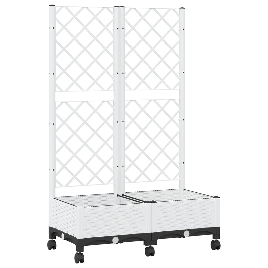 Tuinplantbak met schutting en wielen Wit 80 x 40 x 131,5 cm PP