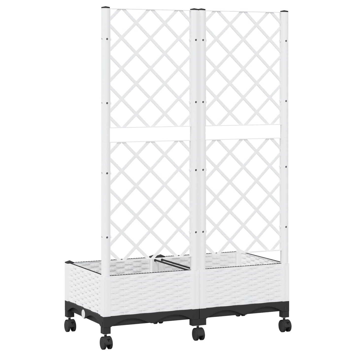 Tuinplantbak met schutting en wielen Wit 80 x 40 x 131,5 cm PP