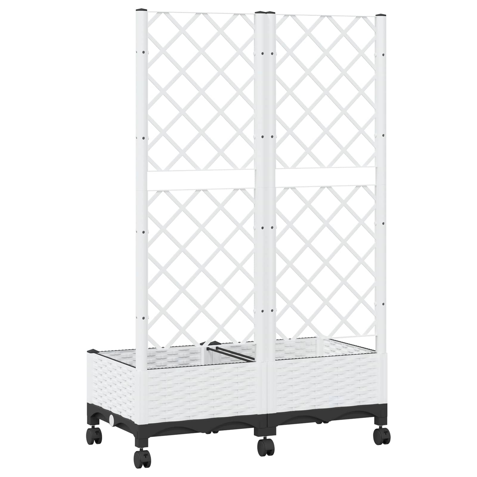 Tuinplantbak met schutting en wielen Wit 80 x 40 x 131,5 cm PP