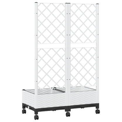 Tuinplantbak met schutting en wielen Wit 80 x 40 x 131,5 cm PP