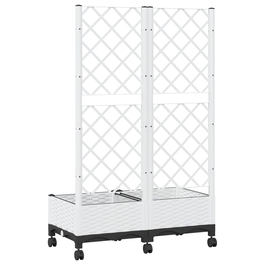 Tuinplantbak met schutting en wielen Wit 80 x 40 x 131,5 cm PP