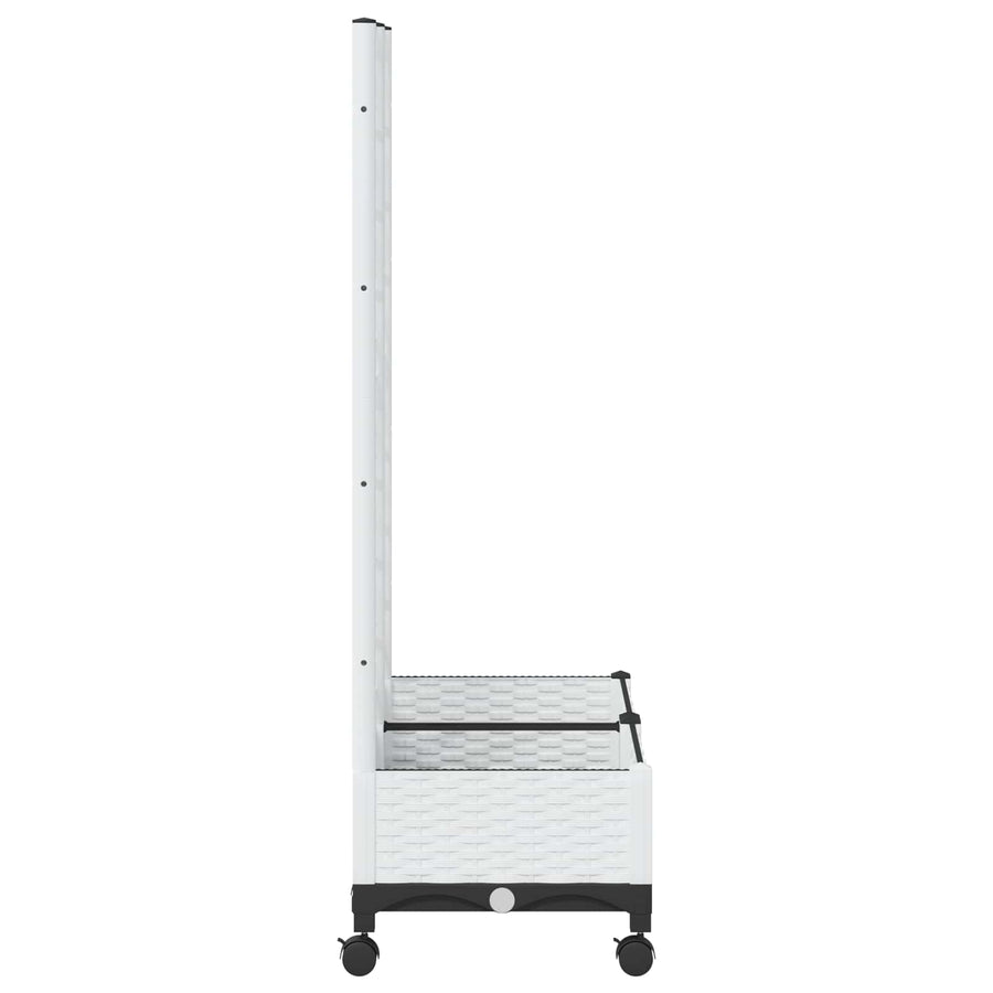 Tuinplantbak met schutting en wielen Wit 80 x 40 x 131,5 cm PP