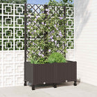 Plantenbak met klimrek en wielen bruin 80x40x146 cm PP