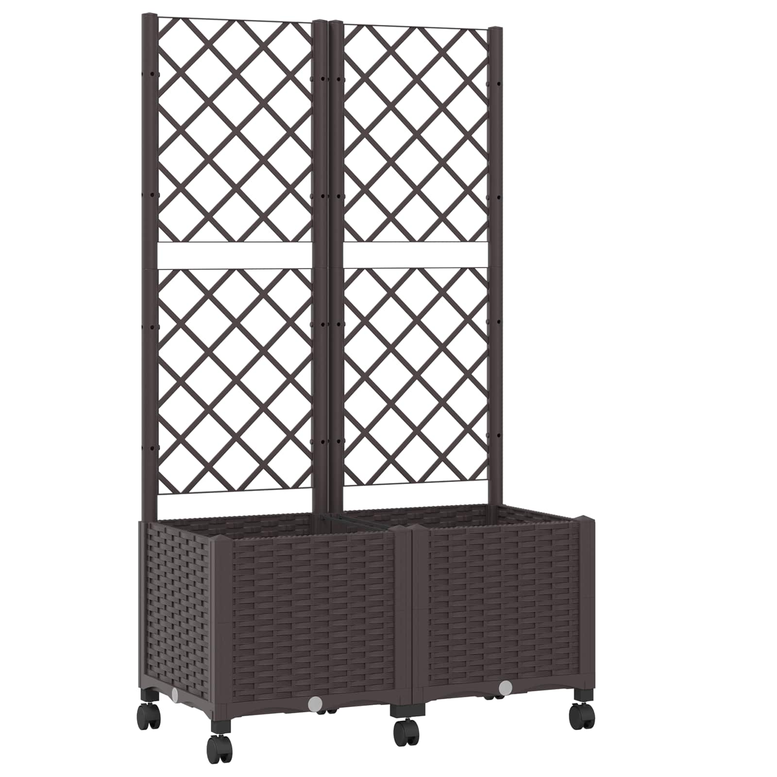 Tuinplantbak met schutting en wielen Bruin 80 x 40 x 146 cm PP