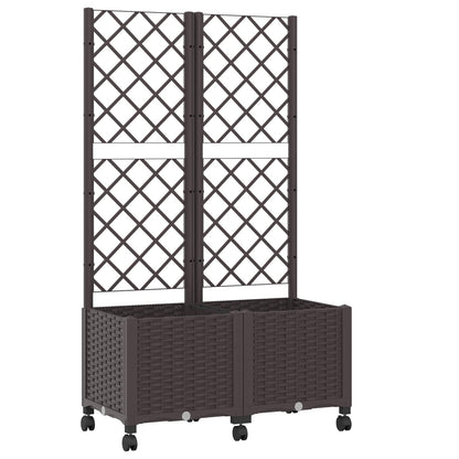Tuinplantbak met schutting en wielen Bruin 80 x 40 x 146 cm PP