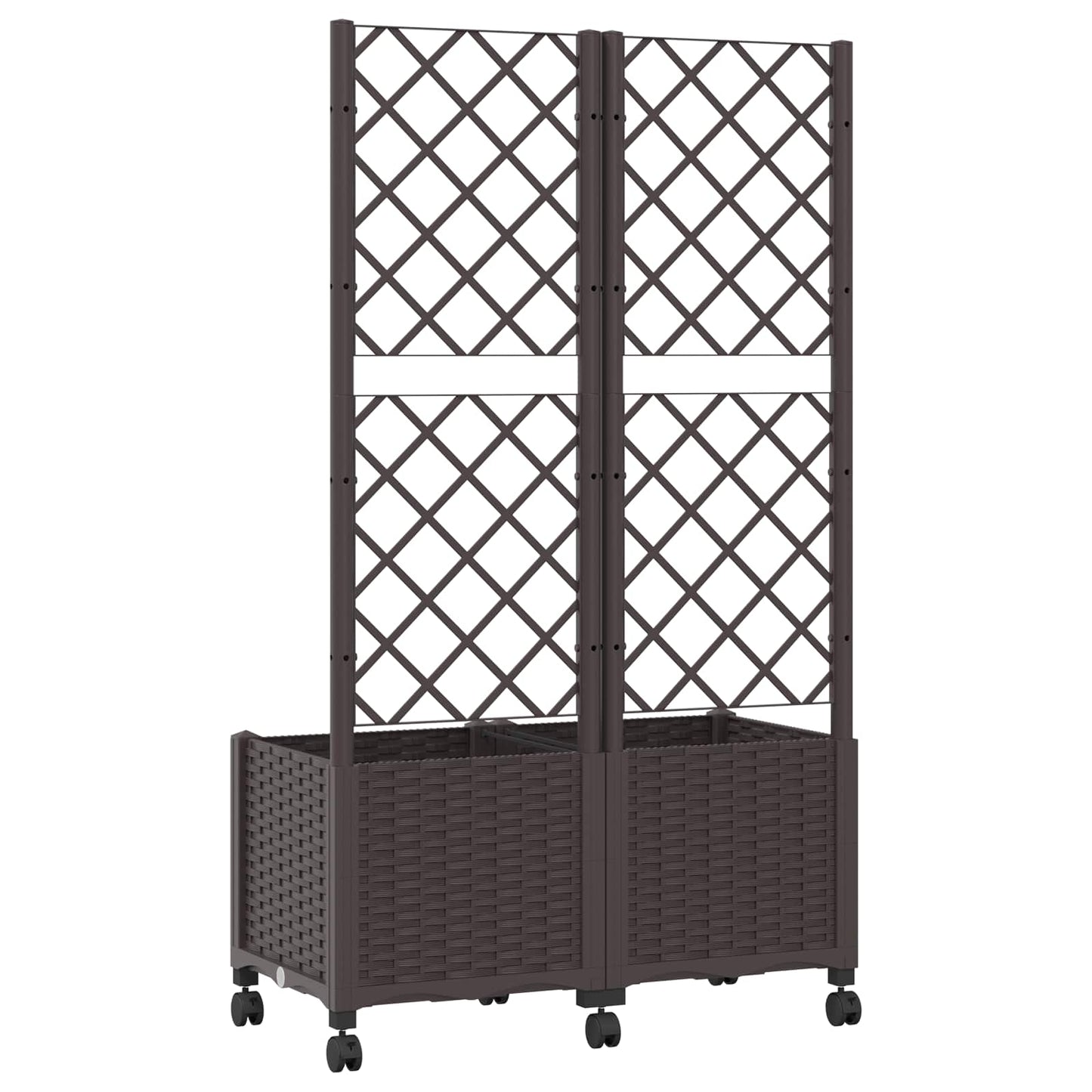 Tuinplantbak met schutting en wielen Bruin 80 x 40 x 146 cm PP