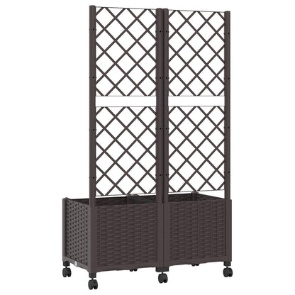 Tuinplantbak met schutting en wielen Bruin 80 x 40 x 146 cm PP