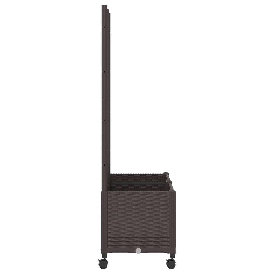 Tuinplantbak met schutting en wielen Bruin 80 x 40 x 146 cm PP