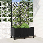 Plantenbak met schutting en wielen zwart 80x40x146 cm