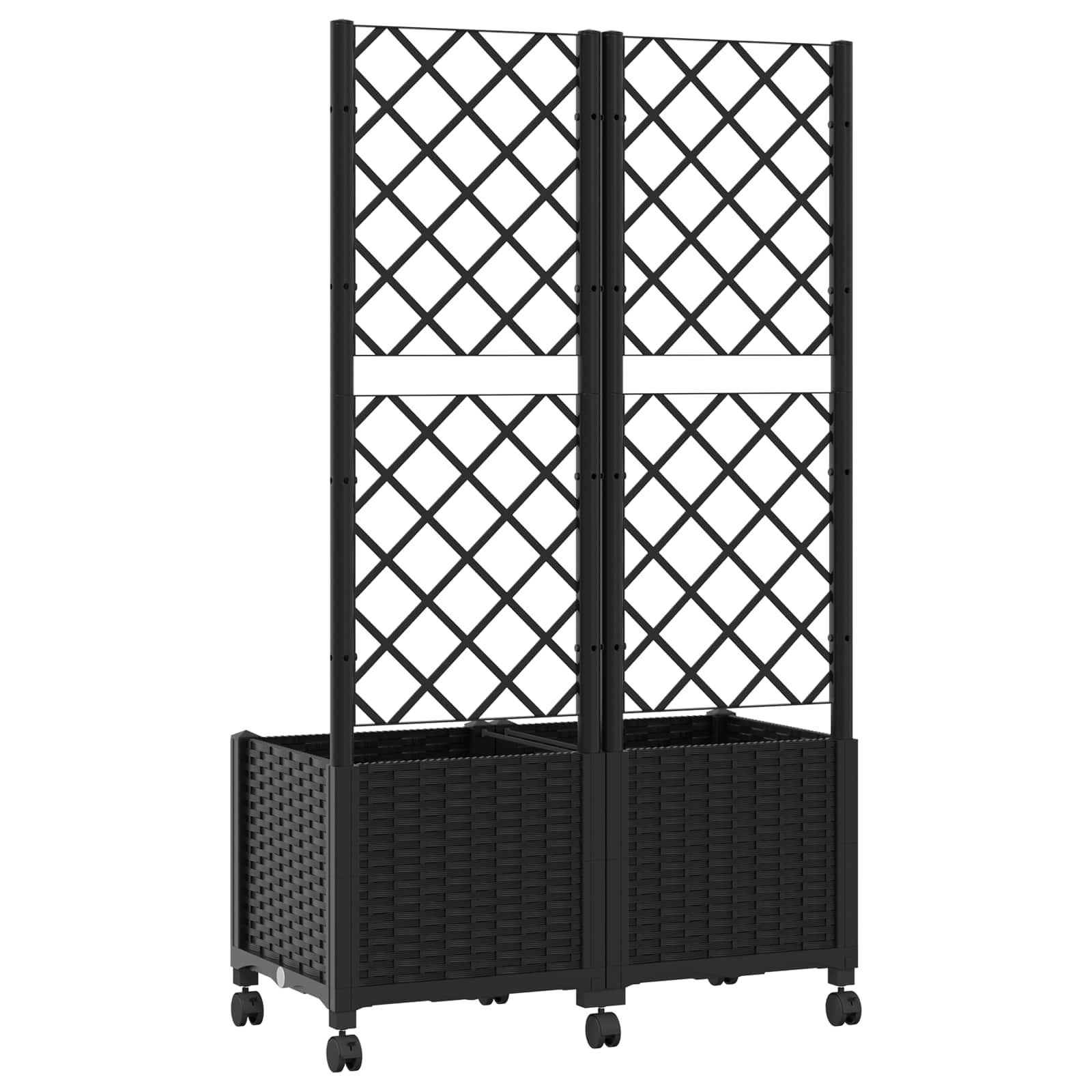 Tuinplantbak met schutting en wielen Zwart 80 x 40 x 146 cm PP
