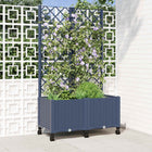 Plantenbak met schutting en wielen 80x40x146 cm blauw grijs