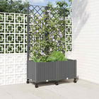 Plantenbak met klimrek en wielen 80x40x146 cm lichtgrijs