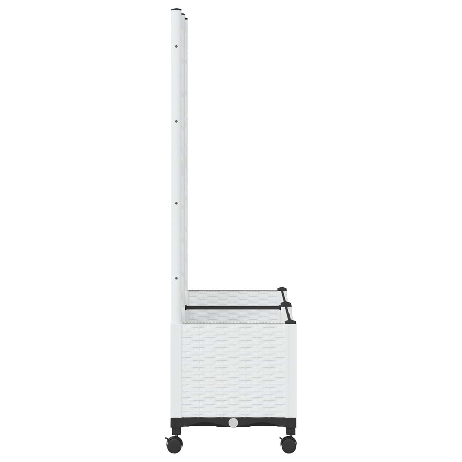 Tuinplantbak met schutting en wielen Wit 80 x 40 x 146 cm PP