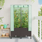 Tuinplantenbak 80x40x144 cm bruin met wielen (2 st)