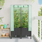 Tuinplantenbak met kas 2 st 80x40x144 cm zwart PP