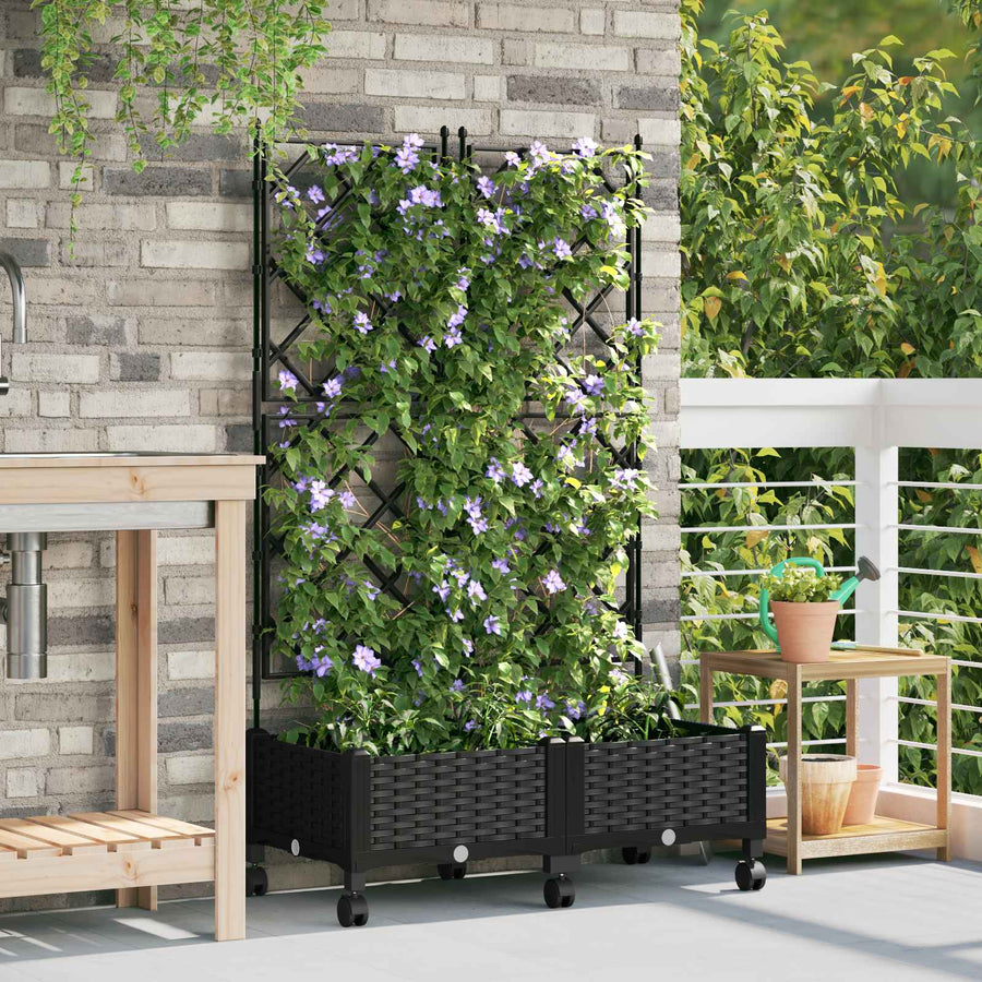 Tuinplantbak Met Schutting En Wielen 2 St Pp 80 x 40 x 125,5 cm