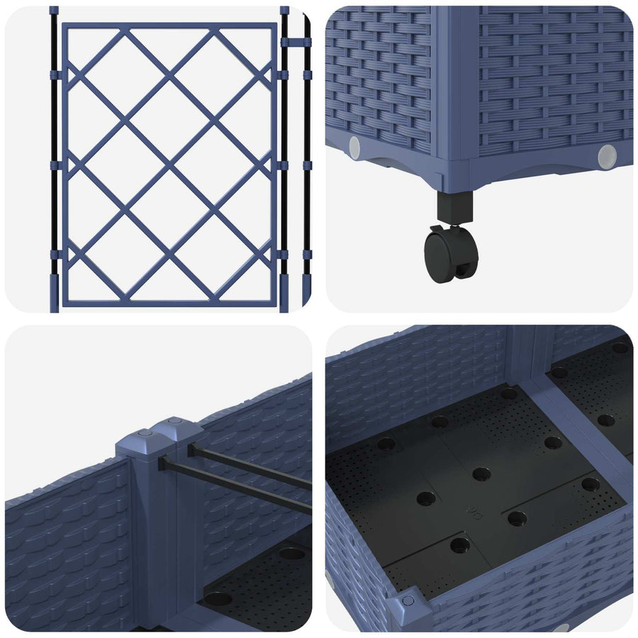 Tuinplantbak Met Schutting En Wielen 2 St Pp 80 x 40 x 125,5 cm