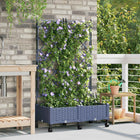 Plantentuinbak met schutting en wielen set van 2 grijs