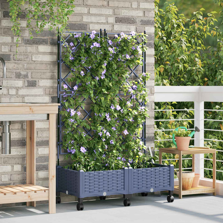 Tuinplantbak Met Schutting En Wielen 2 St Pp 80 x 40 x 125,5 cm
