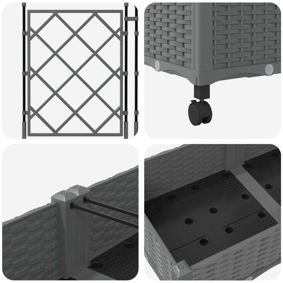 Tuinplantbak Met Schutting En Wielen 2 St Pp 80 x 40 x 125,5 cm