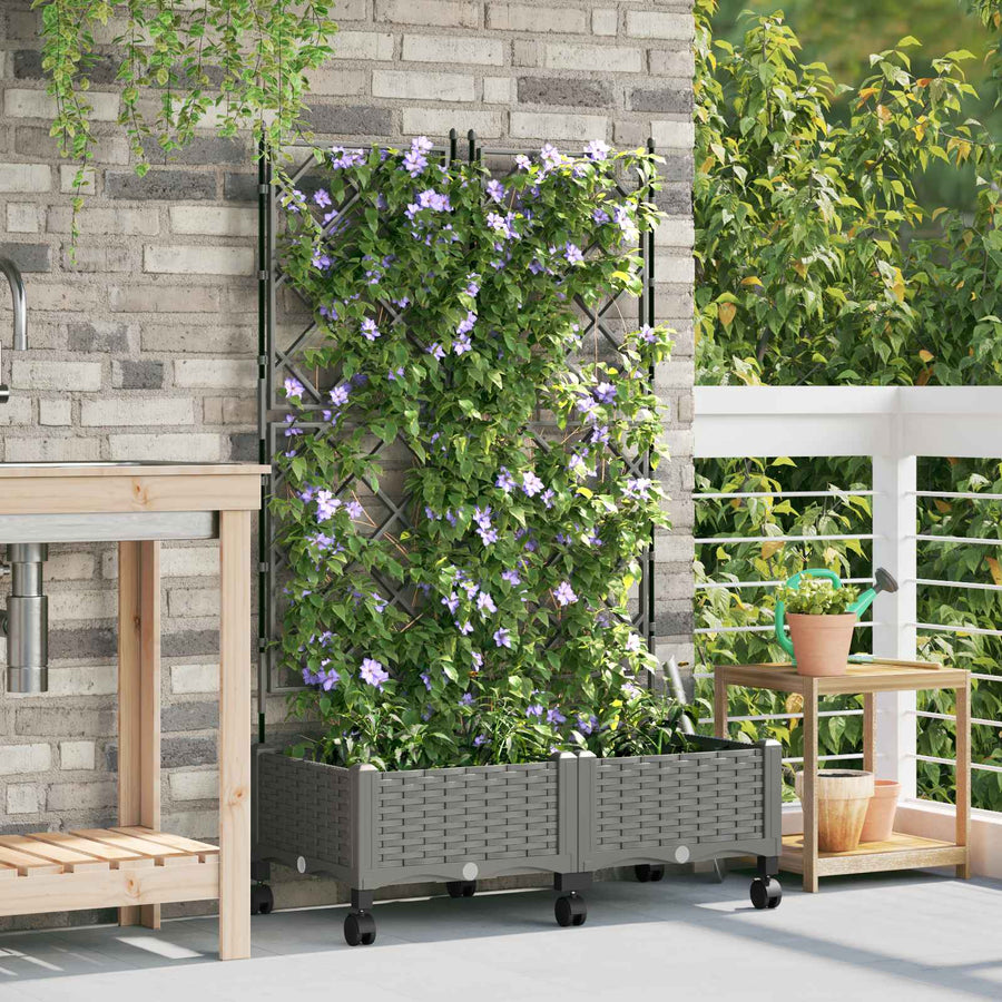 Tuinplantbak Met Schutting En Wielen 2 St Pp 80 x 40 x 125,5 cm