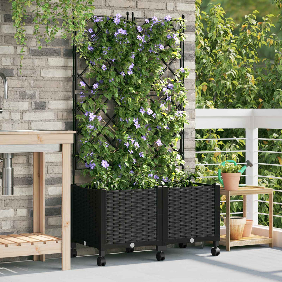 Tuinplantbak Met Schutting En Wielen 2 St Pp 80 x 40 x 143 cm
