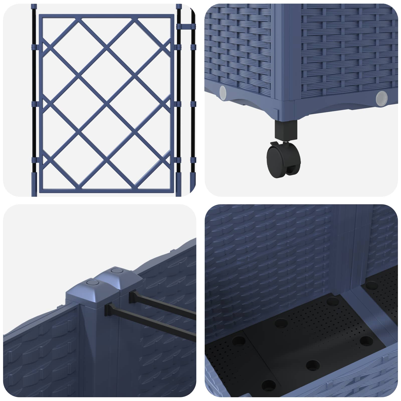 Tuinplantbak Met Schutting En Wielen 2 St Pp 80 x 40 x 143 cm