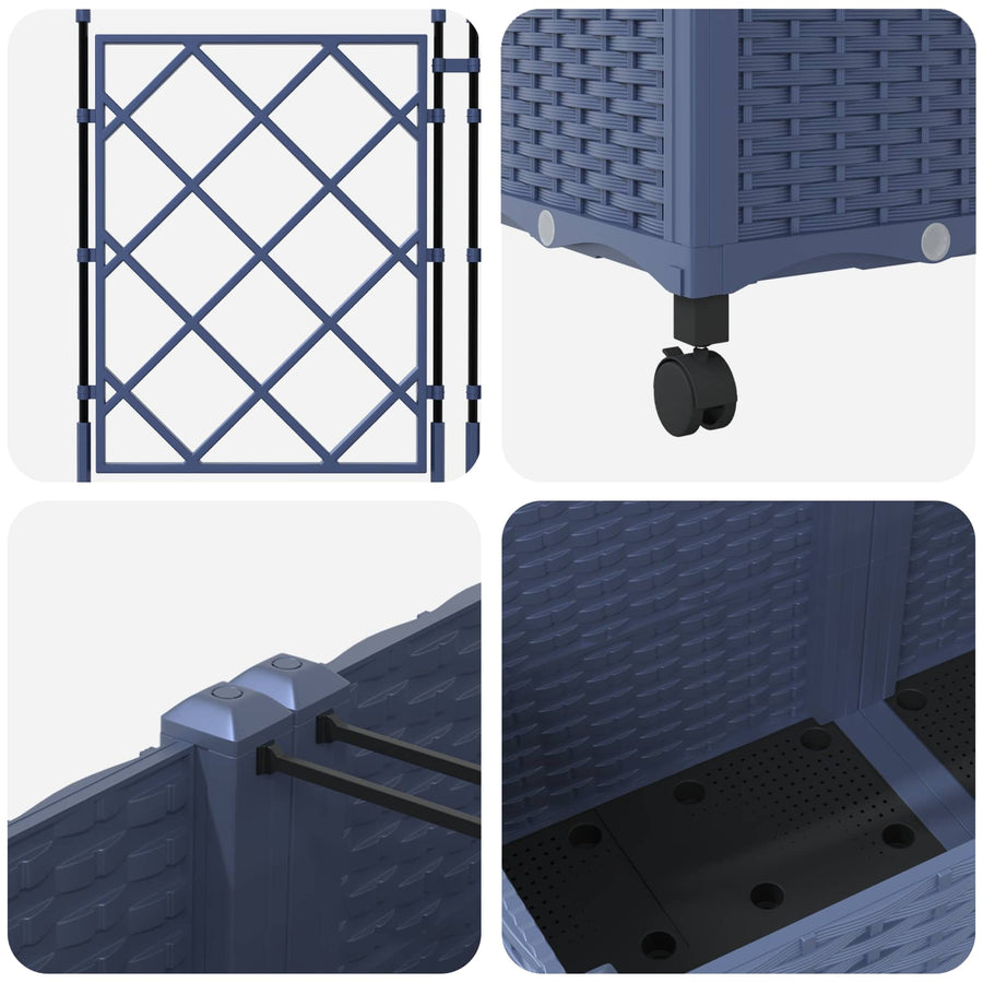Tuinplantbak Met Schutting En Wielen 2 St Pp 80 x 40 x 143 cm