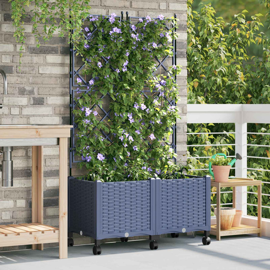 Tuinplantbak Met Schutting En Wielen 2 St Pp 80 x 40 x 143 cm