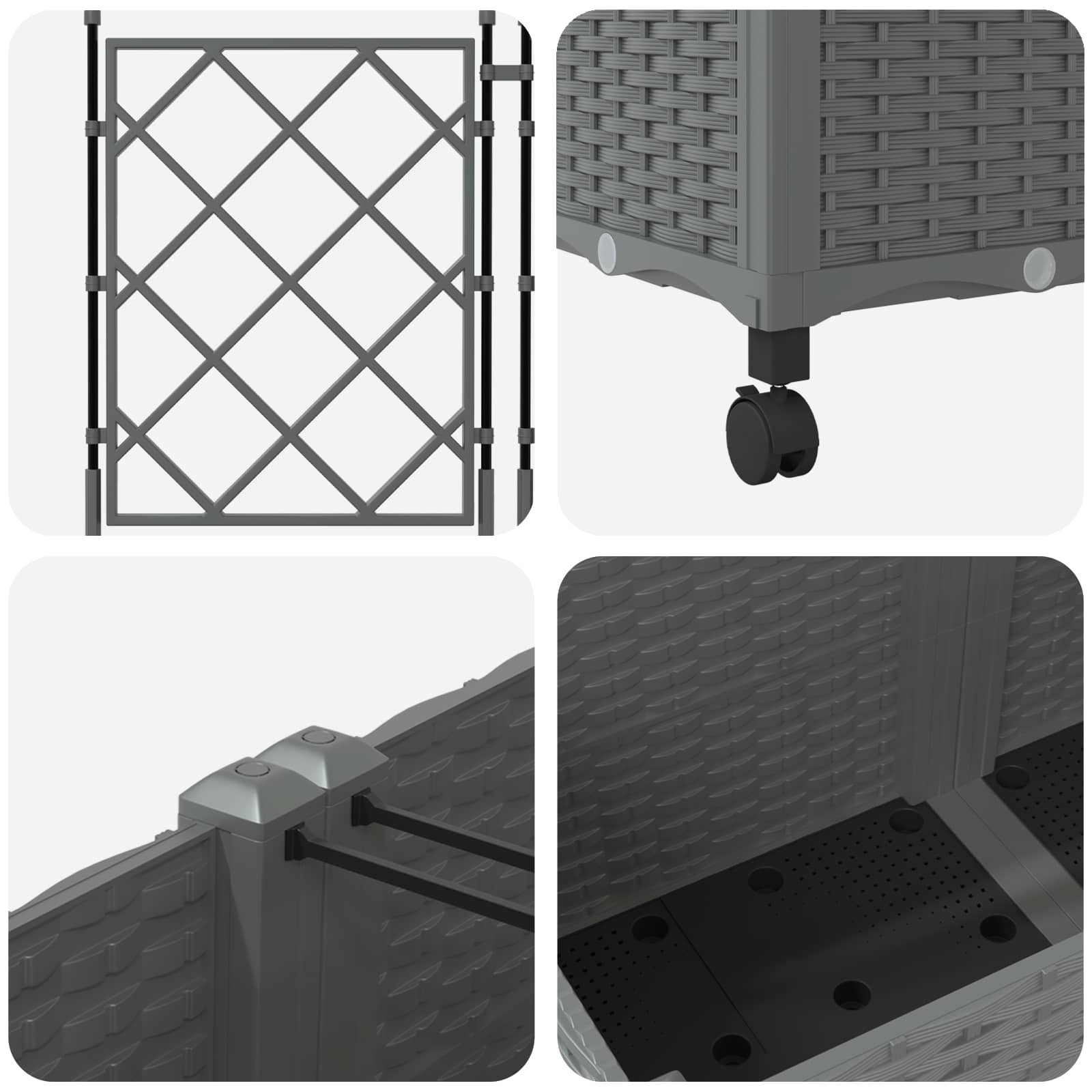 Tuinplantbak Met Schutting En Wielen 2 St Pp 80 x 40 x 143 cm