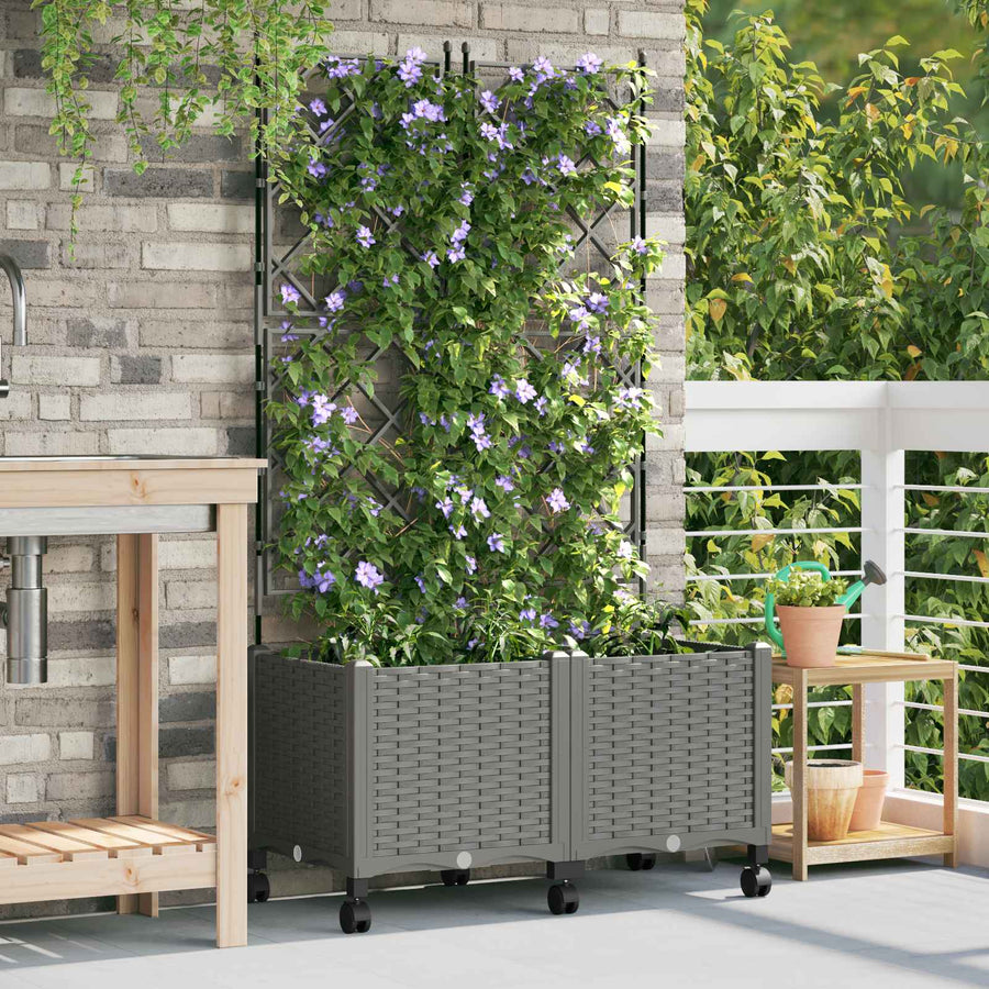 Tuinplantbak Met Schutting En Wielen 2 St Pp 80 x 40 x 143 cm