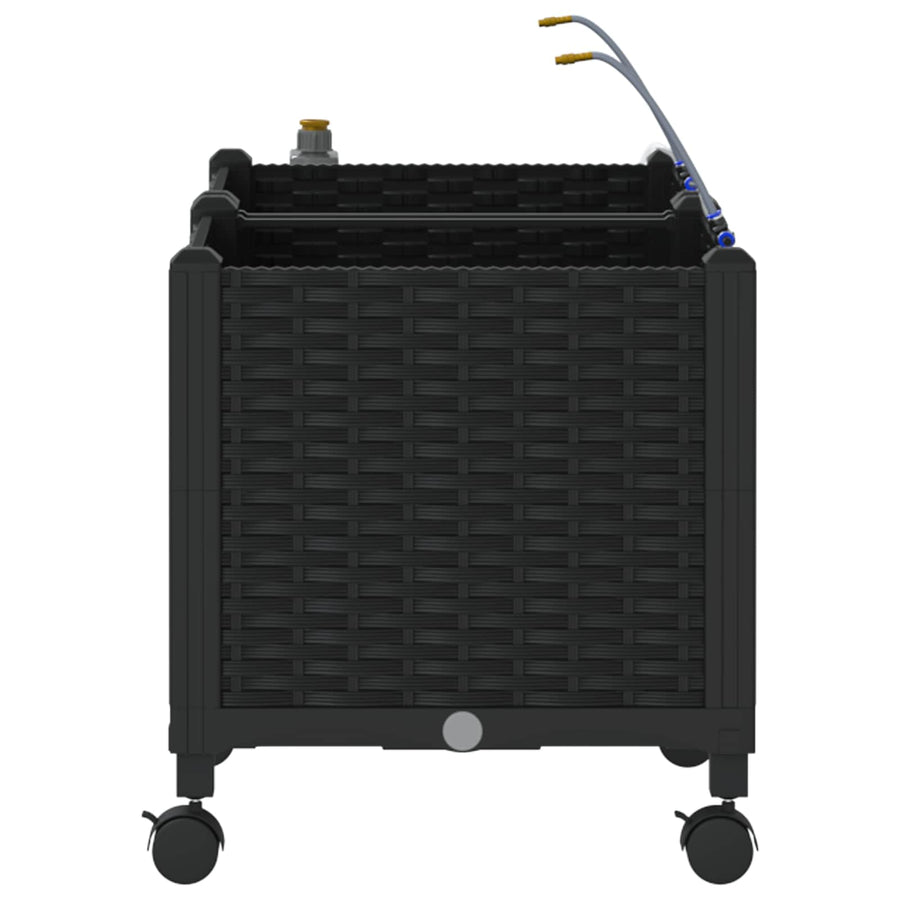 Tuin Pot met Irrigatie en Wielen 2 st Zwart 80 x 40 x 43,5 cm