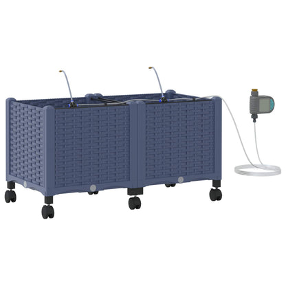Tuin Pot met Irrigatie en Wielen 2 st Grijs 80 x 40 x 43,5 cm