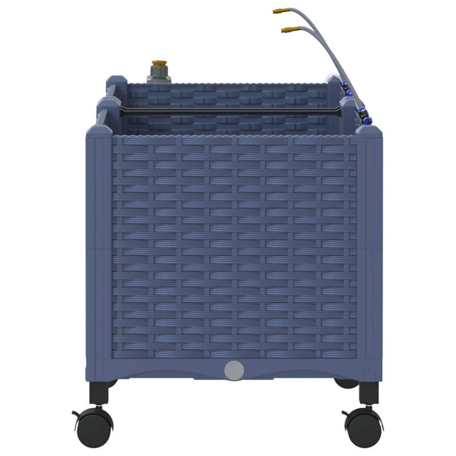 Tuin Pot met Irrigatie en Wielen 2 st Grijs 80 x 40 x 43,5 cm