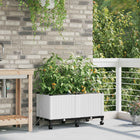 Tuinpot met wielen irrigatie 2 stuks wit 80x40x43,5 cm