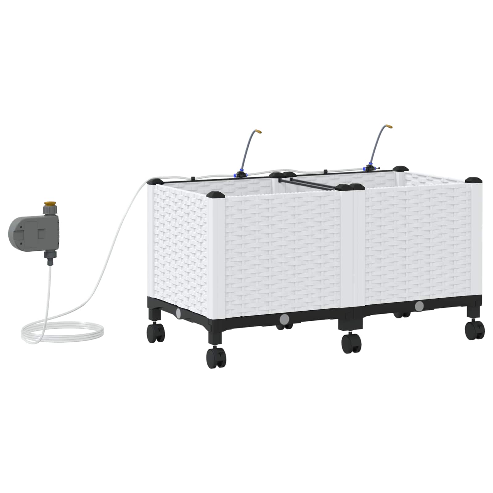 Tuin Pot met Irrigatie en Wielen 2 st Wit 80 x 40 x 43,5 cm PP