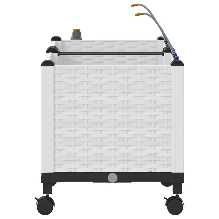 Tuin Pot met Irrigatie en Wielen 2 st Wit 80 x 40 x 43,5 cm PP