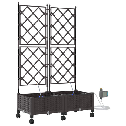 Tuin Pot met Irrigatie en Wielen 2 st Bruin 80 x 40 x 132 cm PP
