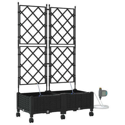 Tuin Pot met Irrigatie en Wielen 2 st Zwart 80 x 40 x 132 cm PP