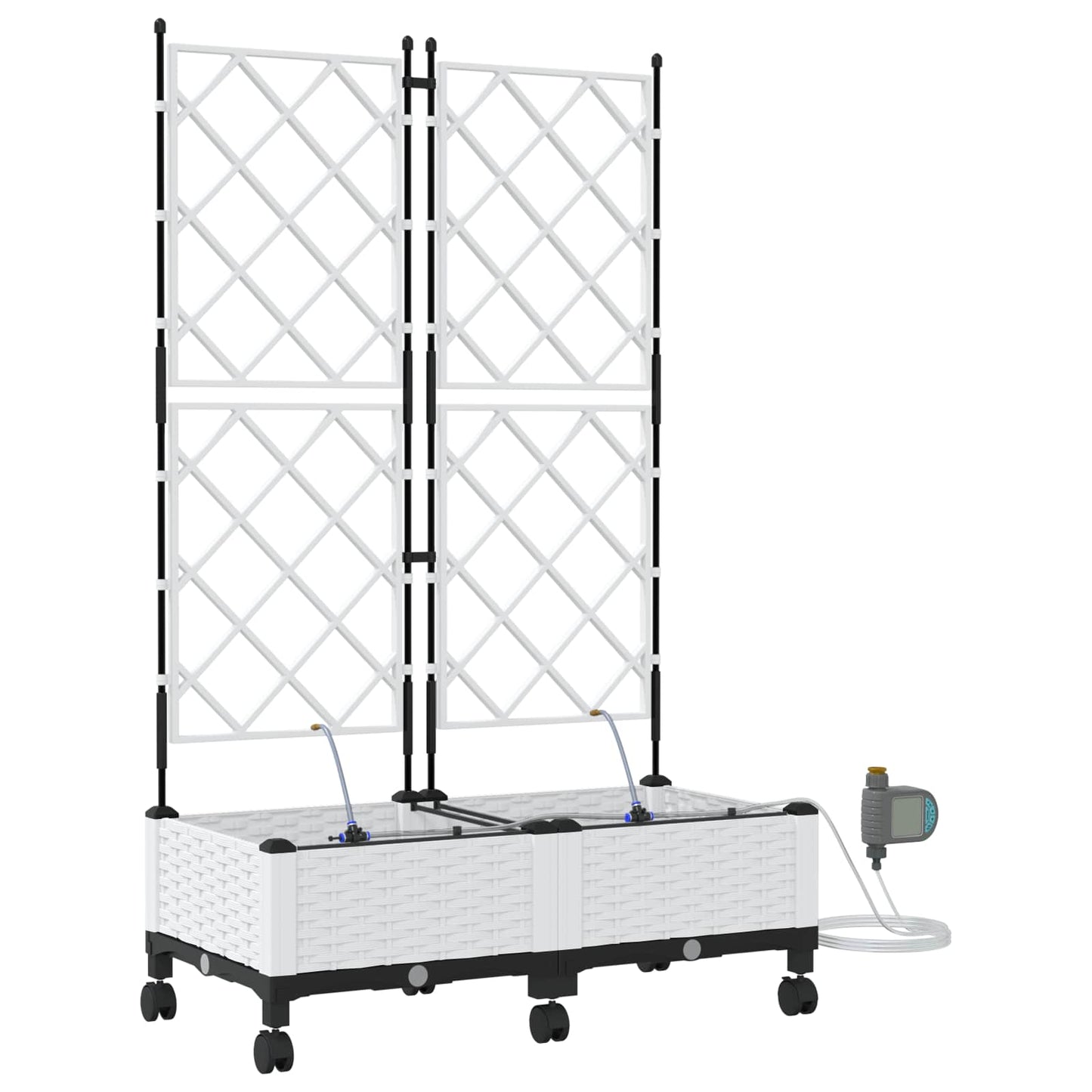 Tuin Pot met Irrigatie en Wielen 2 st Wit 80 x 40 x 132 cm PP