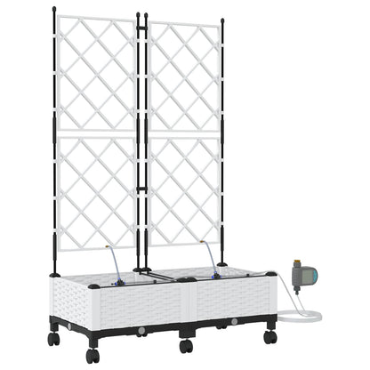 Tuin Pot met Irrigatie en Wielen 2 st Wit 80 x 40 x 132 cm PP