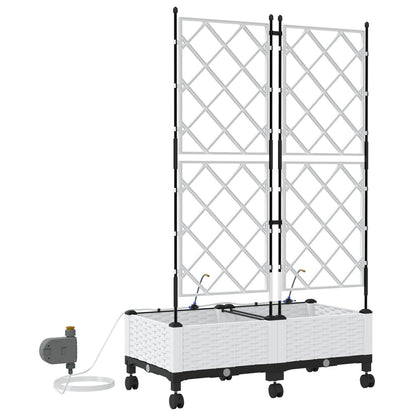 Tuin Pot met Irrigatie en Wielen 2 st Wit 80 x 40 x 132 cm PP