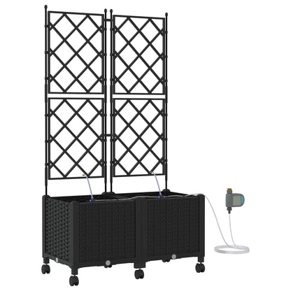 Tuin Pot met Irrigatie en Wielen 2 st Zwart 80 x 40 x 148 cm PP