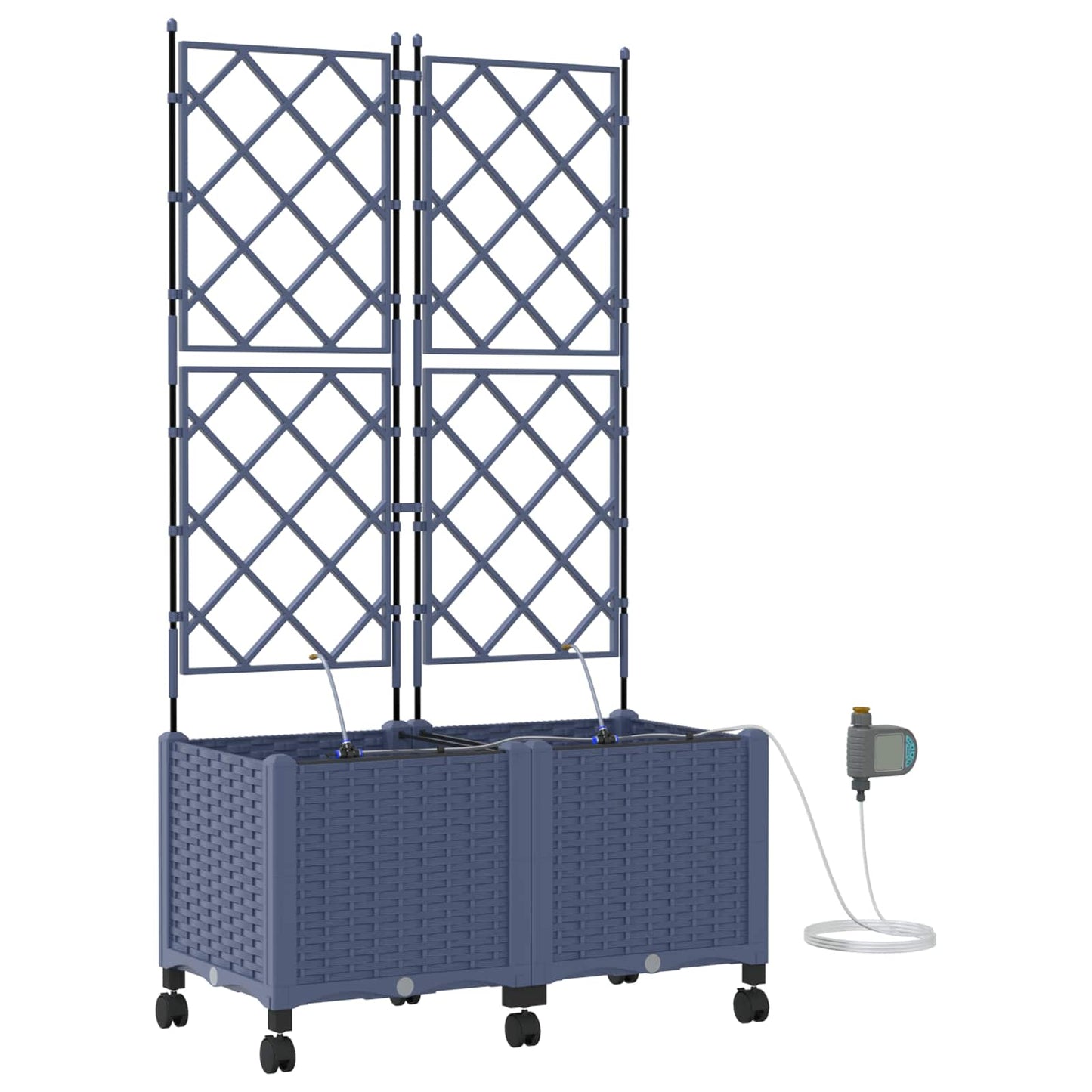 Tuin Pot met Irrigatie en Wielen 2 st Grijs 80 x 40 x 148 cm PP