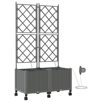 Tuin Pot met Irrigatie en Wielen 2 st Lichtgrijs PP