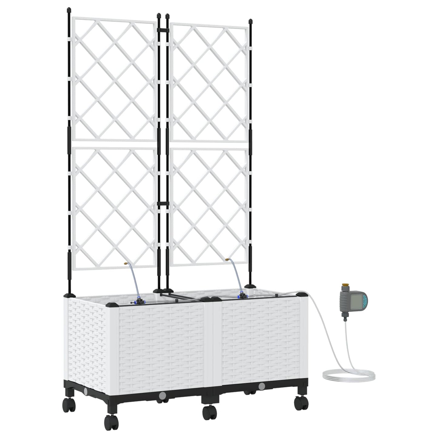 Tuin Pot met Irrigatie en Wielen 2 st Wit 80 x 40 x 148 cm PP