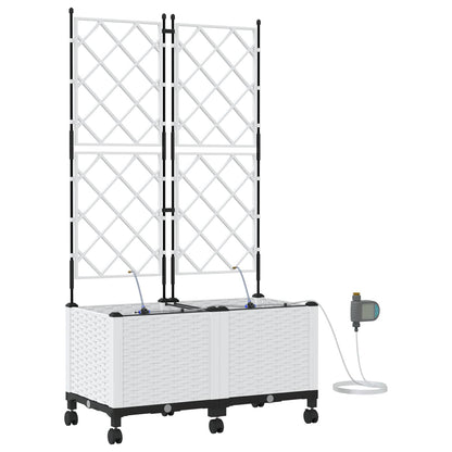 Tuin Pot met Irrigatie en Wielen 2 st Wit 80 x 40 x 148 cm PP