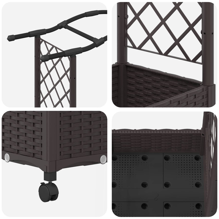 Verhoogd Bed met Trellis en Dak Bruin 124 x 40 x 129 cm PP