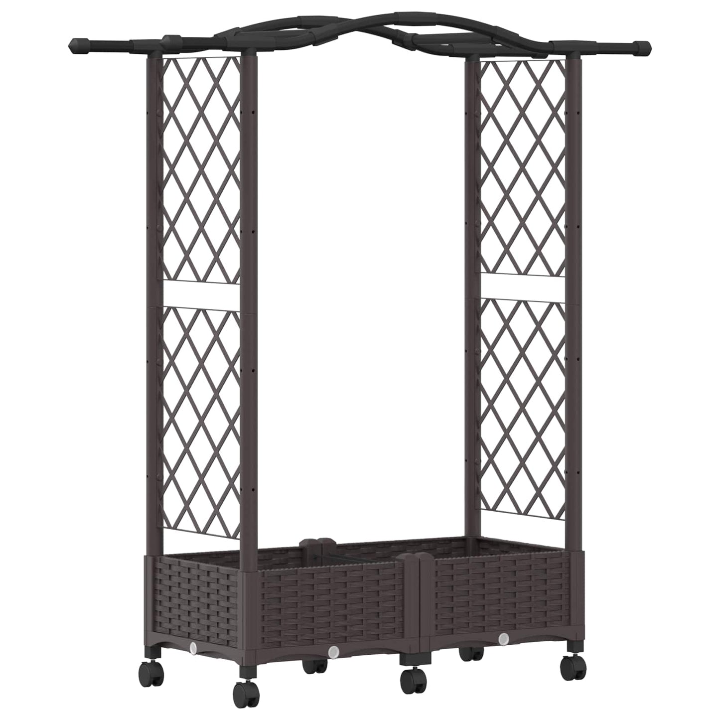 Verhoogd Bed met Trellis en Dak Bruin 124 x 40 x 129 cm PP
